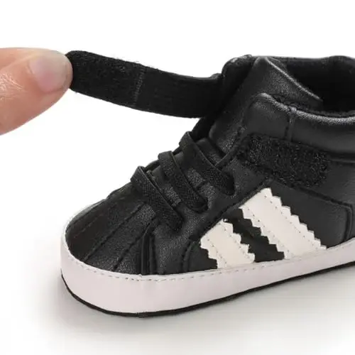 GAISUMMI Baby Boys Girls Shoes Infant High-Top PU Leather Sneakers Newborn Crib Flats Non-Slip Rubber Sole Unisex Toddler Prewalkers - 7
