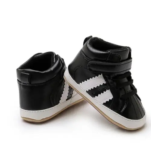 GAISUMMI Baby Boys Girls Shoes Infant High-Top PU Leather Sneakers Newborn Crib Flats Non-Slip Rubber Sole Unisex Toddler Prewalkers - 4