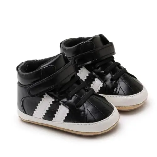 GAISUMMI Baby Boys Girls Shoes Infant High-Top PU Leather Sneakers Newborn Crib Flats Non-Slip Rubber Sole Unisex Toddler Prewalkers - 5