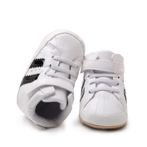 GAISUMMI Baby Boys Girls Shoes Infant High-Top PU Leather Sneakers Newborn Crib Flats Non-Slip Rubber Sole Unisex Toddler Prewalkers - 4