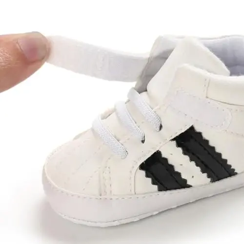 GAISUMMI Baby Boys Girls Shoes Infant High-Top PU Leather Sneakers Newborn Crib Flats Non-Slip Rubber Sole Unisex Toddler Prewalkers - 7