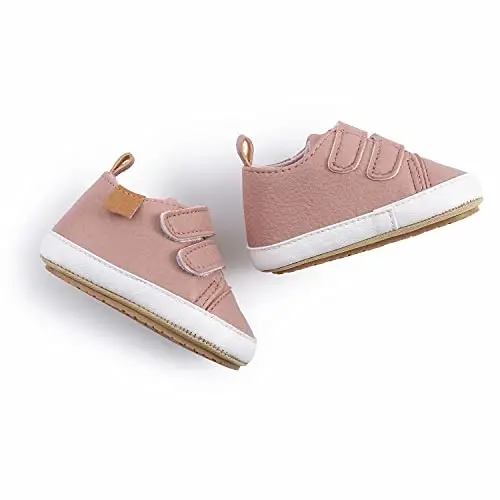 GAISUMMI Baby Boys Girls Shoes Infant High-Top PU Leather Sneakers Newborn Crib Flats Non-Slip Rubber Sole Unisex Toddler Prewalkers - 6