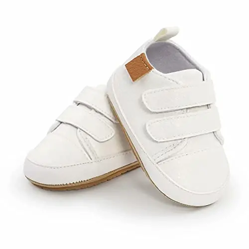 GAISUMMI Baby Boys Girls Shoes Infant High-Top PU Leather Sneakers Newborn Crib Flats Non-Slip Rubber Sole Unisex Toddler Prewalkers - 6