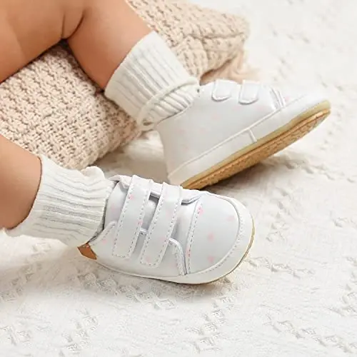 GAISUMMI Baby Boys Girls Shoes Infant High-Top PU Leather Sneakers Newborn Crib Flats Non-Slip Rubber Sole Unisex Toddler Prewalkers - 3