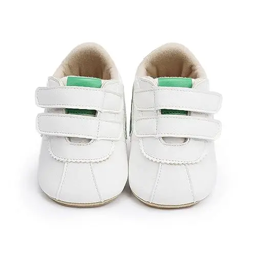 GAISUMMI Baby Boys Girls Shoes Infant High-Top PU Leather Sneakers Newborn Crib Flats Non-Slip Rubber Sole Unisex Toddler Prewalkers - 6