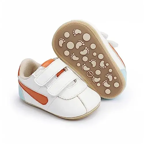 GAISUMMI Baby Boys Girls Shoes Infant High-Top PU Leather Sneakers Newborn Crib Flats Non-Slip Rubber Sole Unisex Toddler Prewalkers - 1