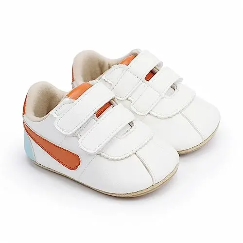 GAISUMMI Baby Boys Girls Shoes Infant High-Top PU Leather Sneakers Newborn Crib Flats Non-Slip Rubber Sole Unisex Toddler Prewalkers - 3