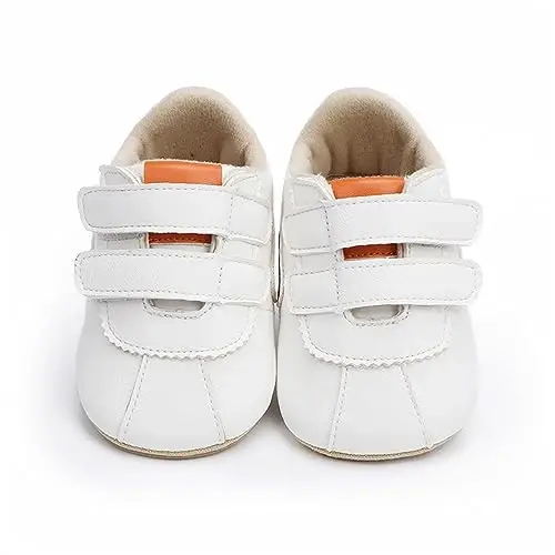 GAISUMMI Baby Boys Girls Shoes Infant High-Top PU Leather Sneakers Newborn Crib Flats Non-Slip Rubber Sole Unisex Toddler Prewalkers - 6