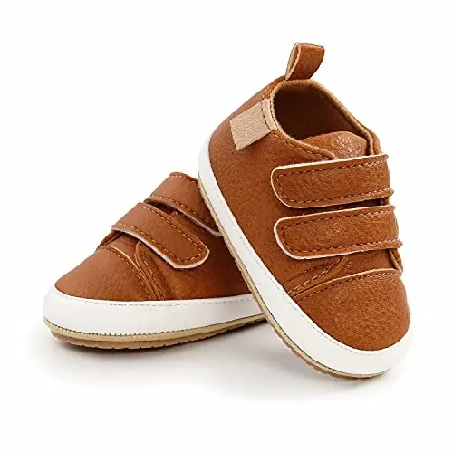 GAISUMMI Baby Boys Girls Shoes Infant High-Top PU Leather Sneakers Newborn Crib Flats Non-Slip Rubber Sole Unisex Toddler Prewalkers - 5