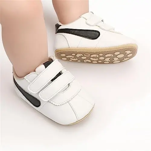 GAISUMMI Baby Boys Girls Shoes Infant High-Top PU Leather Sneakers Newborn Crib Flats Non-Slip Rubber Sole Unisex Toddler Prewalkers - 5