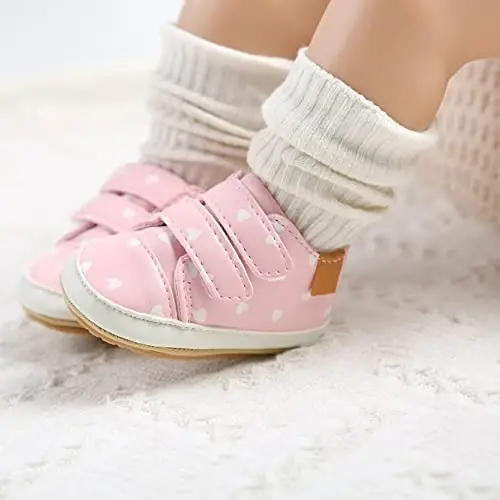 GAISUMMI Baby Boys Girls Shoes Infant High-Top PU Leather Sneakers Newborn Crib Flats Non-Slip Rubber Sole Unisex Toddler Prewalkers - 3