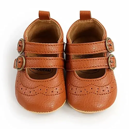GAISUMMI Baby Girls Mary Jane Flats Shoes with Non-Slip Soft Rubber Sole Toddler First Walkers Princess Dress Shoes - 5