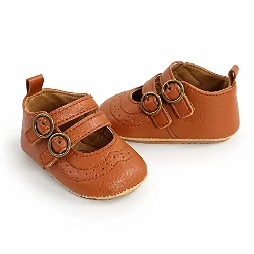 GAISUMMI Baby Girls Mary Jane Flats Shoes with Non-Slip Soft Rubber Sole Toddler First Walkers Princess Dress Shoes - 6