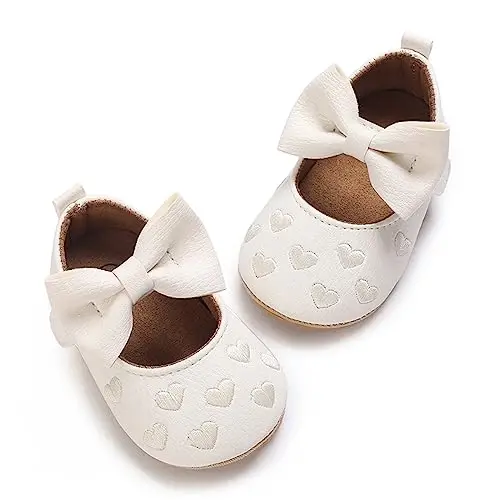 GAISUMMI Baby Girls Mary Jane Flats Shoes with Non-Slip Soft Rubber Sole Toddler First Walkers Princess Dress Shoes - 3