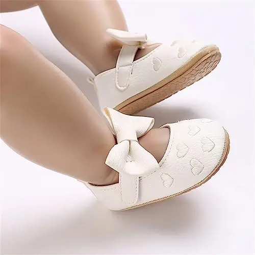 GAISUMMI Baby Girls Mary Jane Flats Shoes with Non-Slip Soft Rubber Sole Toddler First Walkers Princess Dress Shoes - 6