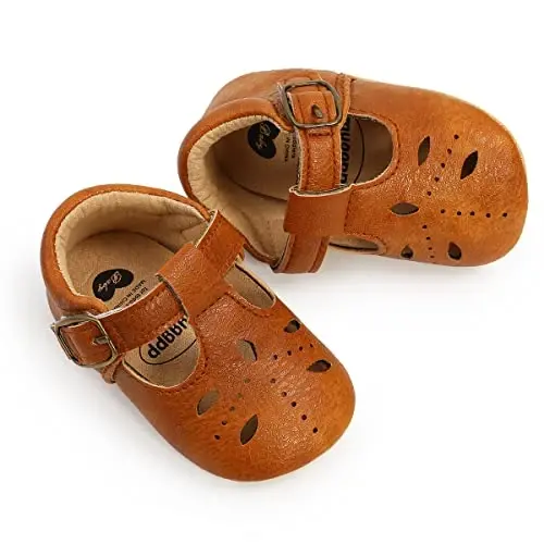 GAISUMMI Baby Girls Mary Jane Flats Shoes with Non-Slip Soft Rubber Sole Toddler First Walkers Princess Dress Shoes - 4