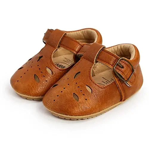 GAISUMMI Baby Girls Mary Jane Flats Shoes with Non-Slip Soft Rubber Sole Toddler First Walkers Princess Dress Shoes - 6