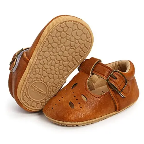 GAISUMMI Baby Girls Mary Jane Flats Shoes with Non-Slip Soft Rubber Sole Toddler First Walkers Princess Dress Shoes 