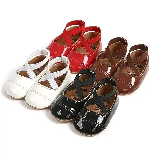 GAISUMMI Baby Girls Mary Jane Flats Shoes with Non-Slip Soft Rubber Sole Toddler First Walkers Princess Dress Shoes - 6