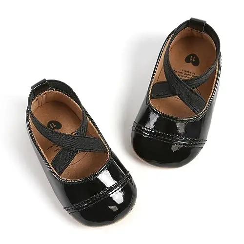 GAISUMMI Baby Girls Mary Jane Flats Shoes with Non-Slip Soft Rubber Sole Toddler First Walkers Princess Dress Shoes - 3