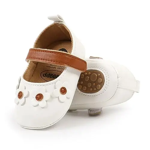 GAISUMMI Baby Girls Mary Jane Flats Shoes with Non-Slip Soft Rubber Sole Toddler First Walkers Princess Dress Shoes - 5