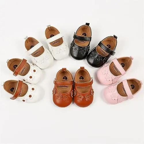GAISUMMI Baby Girls Mary Jane Flats Shoes with Non-Slip Soft Rubber Sole Toddler First Walkers Princess Dress Shoes - 7