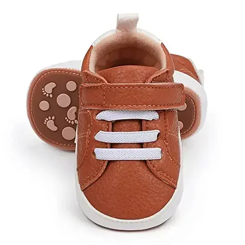GAISUMMI chaqaloq o'g'il bolalar qizlar poyafzali chaqaloq yuqori top PU teri krossovkalari yangi tug'ilgan to'shak flats sirpanmaydigan kauchuk taglik Unisex Toddler Prewalkers - GAISUMMI
