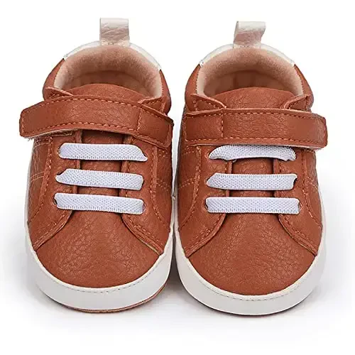 GAISUMMI chaqaloq o'g'il bolalar qizlar poyafzali chaqaloq yuqori top PU teri krossovkalari yangi tug'ilgan to'shak flats sirpanmaydigan kauchuk taglik Unisex Toddler Prewalkers - 4