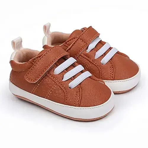 GAISUMMI chaqaloq o'g'il bolalar qizlar poyafzali chaqaloq yuqori top PU teri krossovkalari yangi tug'ilgan to'shak flats sirpanmaydigan kauchuk taglik Unisex Toddler Prewalkers - 6