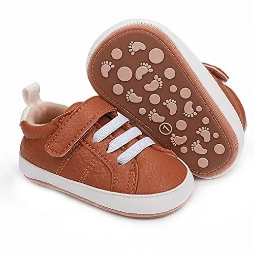 GAISUMMI chaqaloq o'g'il bolalar qizlar poyafzali chaqaloq yuqori top PU teri krossovkalari yangi tug'ilgan to'shak flats sirpanmaydigan kauchuk taglik Unisex Toddler Prewalkers - GAISUMMI (1)