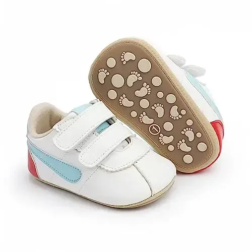 GAISUMMI Chaqaloq o'g'il bolalar qizlar poyafzali Go'dak baland poshnali PU teri krossovkalari Yangi tug'ilgan chaqaloqlar uchun krovat oyoq kiyimlari Sirpanmaydigan kauchuk taglik Unisex Toddler Prewalkers - GAISUMMI