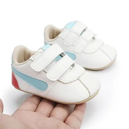 GAISUMMI Chaqaloq o'g'il bolalar qizlar poyafzali Go'dak baland poshnali PU teri krossovkalari Yangi tug'ilgan chaqaloqlar uchun krovat oyoq kiyimlari Sirpanmaydigan kauchuk taglik Unisex Toddler Prewalkers - 4