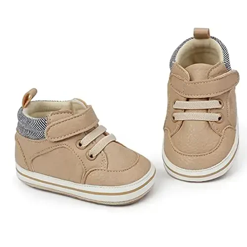 GAISUMMI Chaqaloq o'g'il bolalar qizlar poyafzali Go'dak Yuqori Top PU charm krossovkalar Yangi tug'ilgan karavot Flats Sirpanmaydigan rezina taglik Unisex Toddler Prewalkers - 6