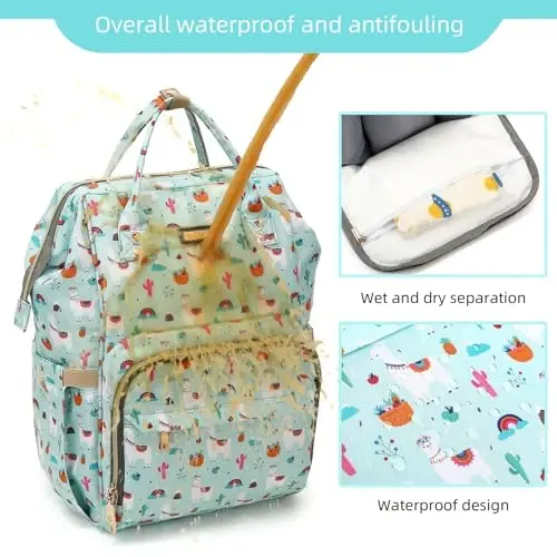 GAIVP Diaper Bag Backpack, Diaper Bags for Baby Girls Boys, Baby Bags for Moms Dads, Nappy Changing Bag with Insulated Pockets,Multi-functional Waterproof Backpack with Stroller straps-Green - 5