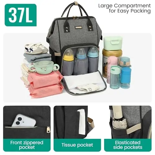 GAIVP Vacuum Compression Diaper Bag, Expandable Waterproof Baby Travel Backpack with Insulated Pockets, Wet-Dry Separation, and Detachable Airtight Bag(No Air Pump) - 6