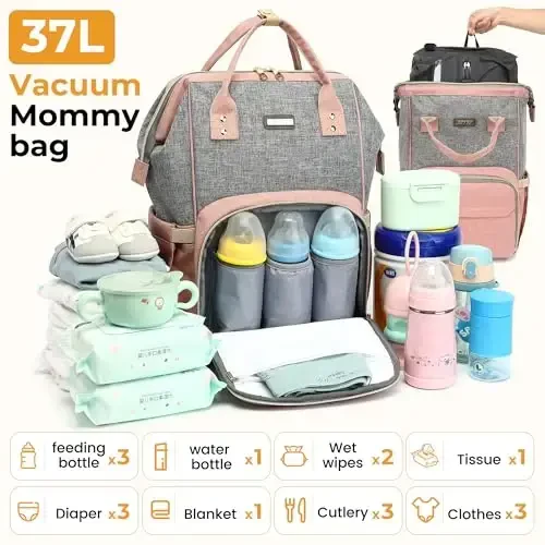 GAIVP Diaper Bag Backpack, Diaper Bags for Baby Girls Boys, Baby Bags for Moms Dads, Nappy Changing Bag with Insulated Pockets,Multi-functional Waterproof Backpack with Stroller straps-Green - 3