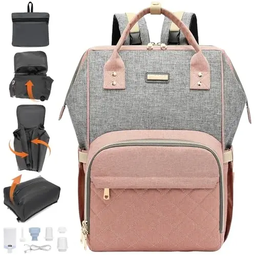 GAIVP Vacuum Compression Diaper Bag, Expandable Waterproof Baby Travel Backpack with Insulated Pockets, Wet-Dry Separation, and Detachable Airtight Bag (Vacuum Pump Included) - 7