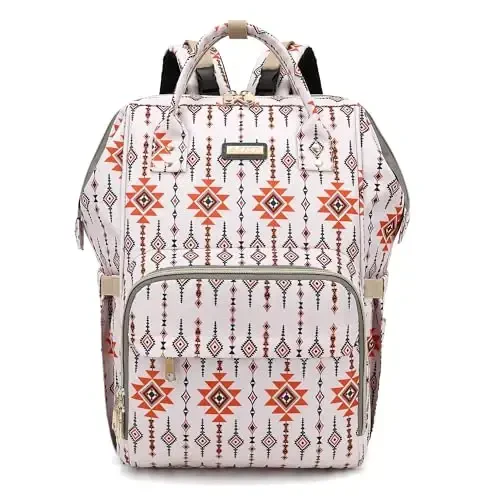 GAIVP Diaper Bag Backpack, Diaper Bags for Baby Girls Boys, Baby Bags for Moms Dads, Nappy Changing Bag with Insulated Pockets,Multi-functional Waterproof Backpack with Stroller straps-Tribal Orange - GAIVP