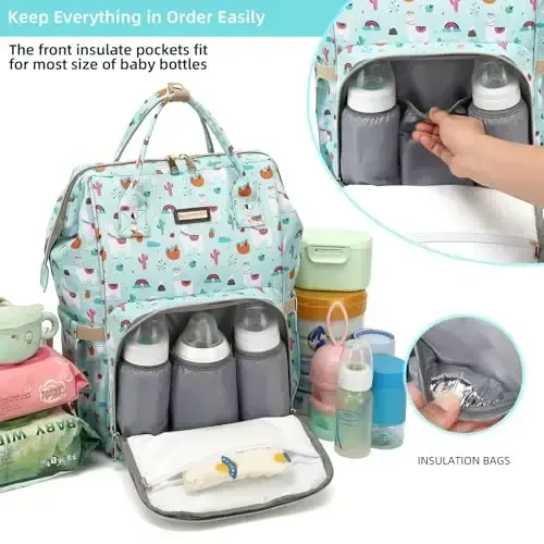 GAIVP Diaper Bag Backpack, Diaper Bags for Baby Girls Boys, Baby Bags for Moms Dads, Nappy Changing Bag with Insulated Pockets,Multi-functional Waterproof Backpack with Stroller straps-Green - GAIVP (1)