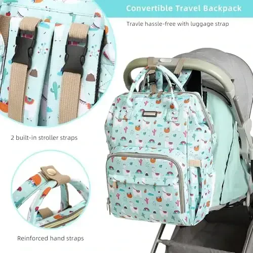 GAIVP Diaper Bag Backpack, Diaper Bags for Baby Girls Boys, Baby Bags for Moms Dads, Nappy Changing Bag with Insulated Pockets,Multi-functional Waterproof Backpack with Stroller straps-Green - 3