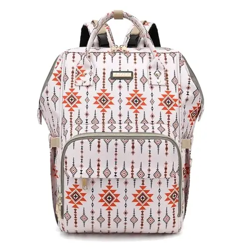 GAIVP Diaper Bag Backpack, Diaper Bags for Baby Girls Boys, Baby Bags for Moms Dads, Nappy Changing Bag with Insulated Pockets,Multi-functional Waterproof Backpack with Stroller straps-Tribal Orange 