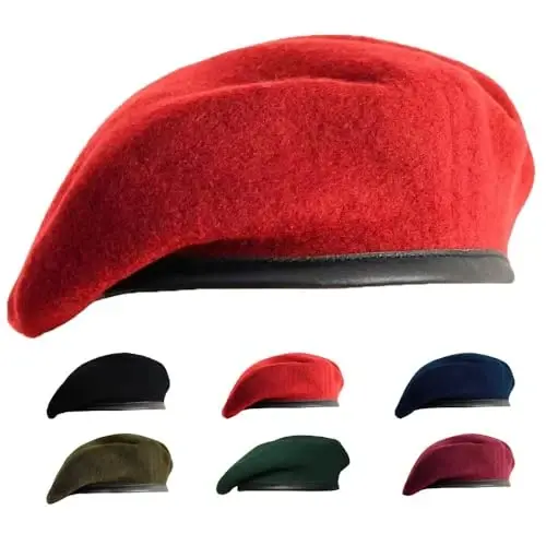 Gajaous Британские военные береты для мужчин и женщин, шерстяные и кожаные береты, армейские береты разных цветов - 1