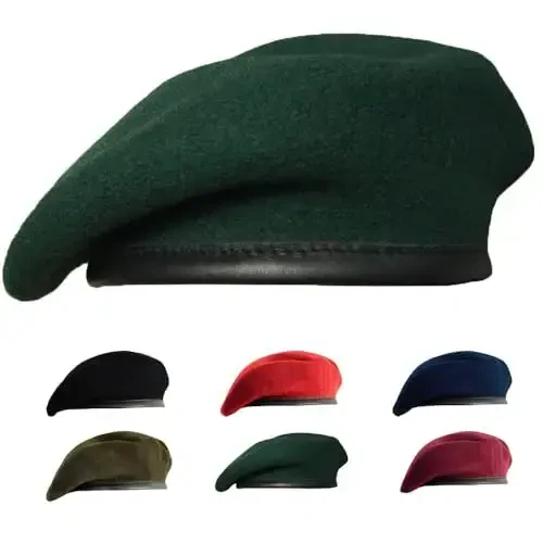 Gajaous British Military Berets for Men and Women,Wool and Leather Beret Hats,Multiple Colours Army Beret - MODAZONE