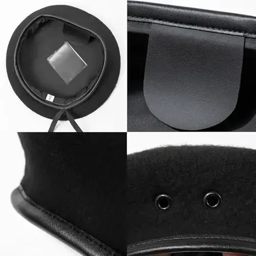 Gajaous British Military Berets for Men and Women,Wool and Leather Beret Hats,Multiple Colours Army Beret - 2