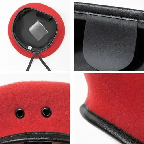 Gajaous British Military Berets for Men and Women,Wool and Leather Beret Hats,Multiple Colours Army Beret - 6