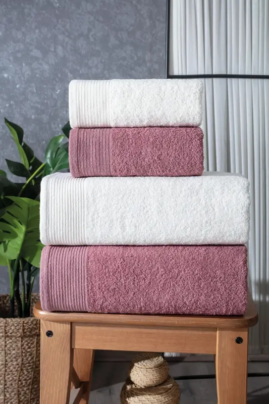 Gala 4-Piece Bath Towel | Towel Set | Towel | Towel Set I Hamam Set I Bridal Towel - White - GÜVENAL