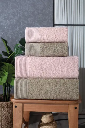 Gala 4'lü Banyo Havlusu | Havlu Takımı | Havlu | Havlu Seti I Hamam Seti I Çeyiz Havlusu-Kahverengi 