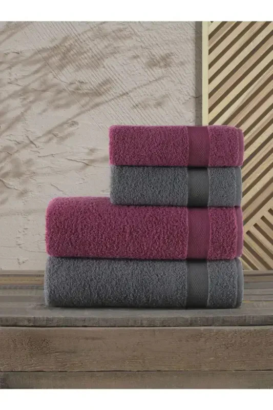 Gala Bath Towel Towel Set I Hamam Set I Dowry Set-Gray - GÜVENAL
