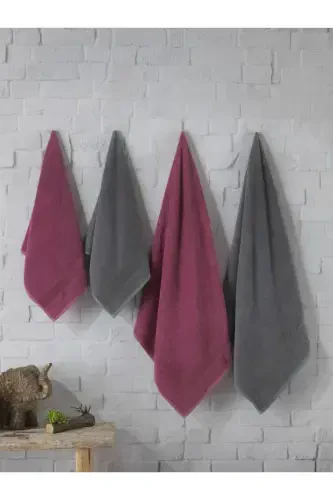 Gala Bath Towel Towel Set I Hamam Set I Dowry Set-Gray - GÜVENAL (1)