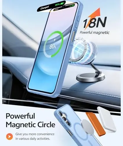 FNTCASE for Galaxy A15 5G Phone Case, Screen Protector, Light Blue | Translucent Matte Magnetic Back, 14FT Military Grade Drop Protection, Shockproof Protective, for Samsung A 15 Cover - 3